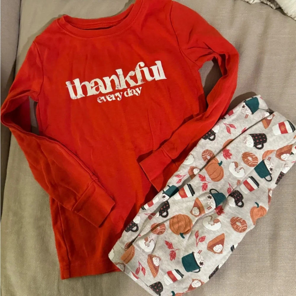 Thankful Every Day Kids Pajamas - Red and Gray old navy size 5